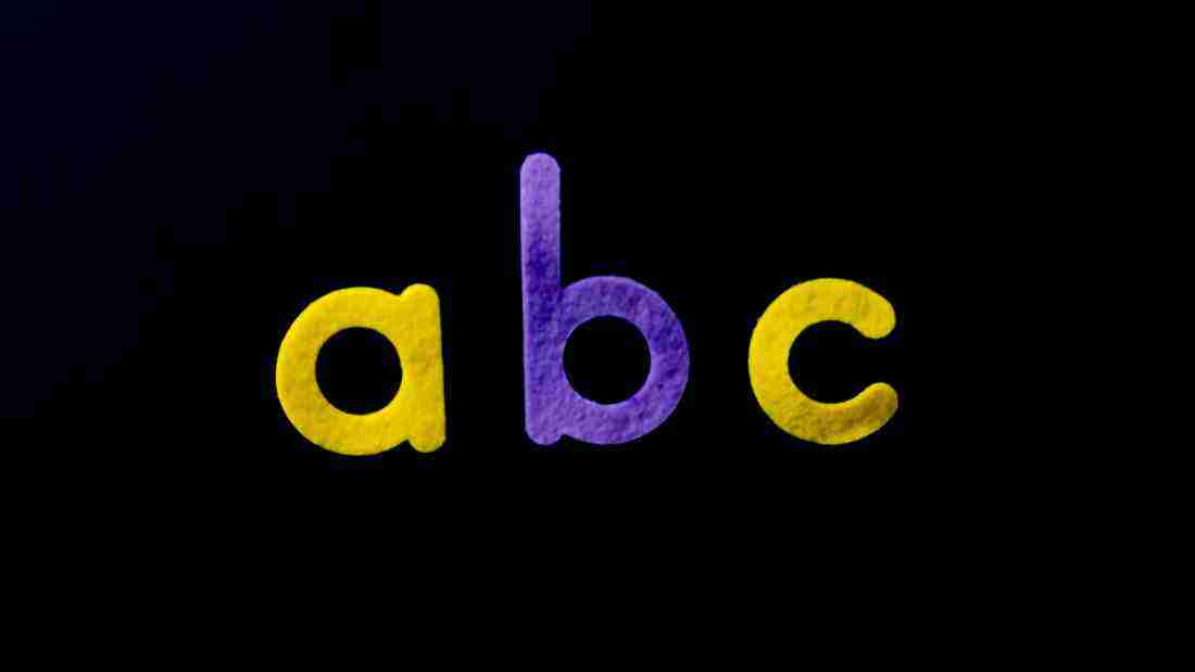 The letters A, B and C