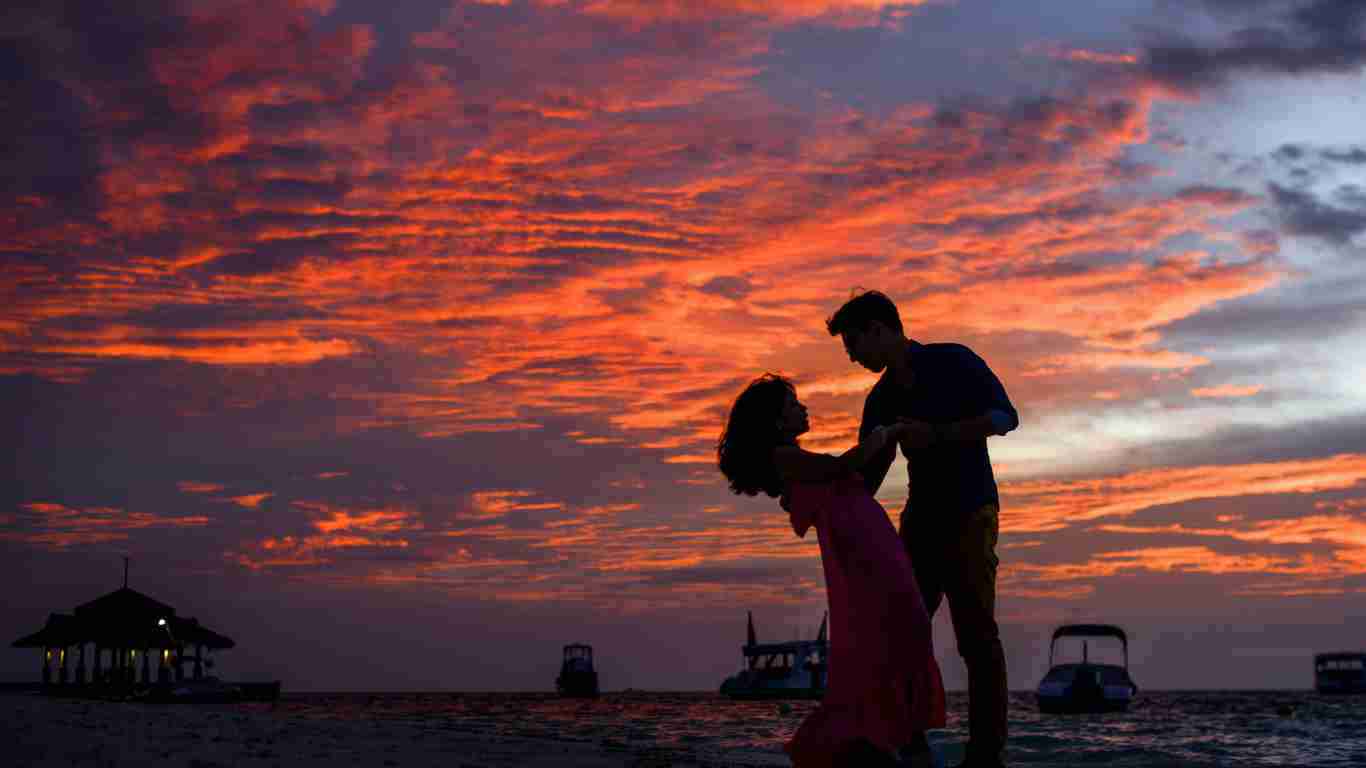 A couple dancing on the beach