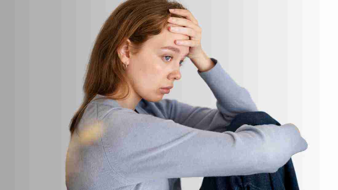 A depressed and exhausting young woman