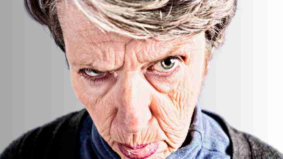 An infuriated old woman
