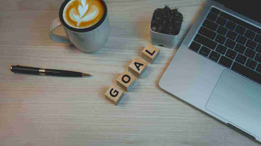 Wooden blocks forming the word goals