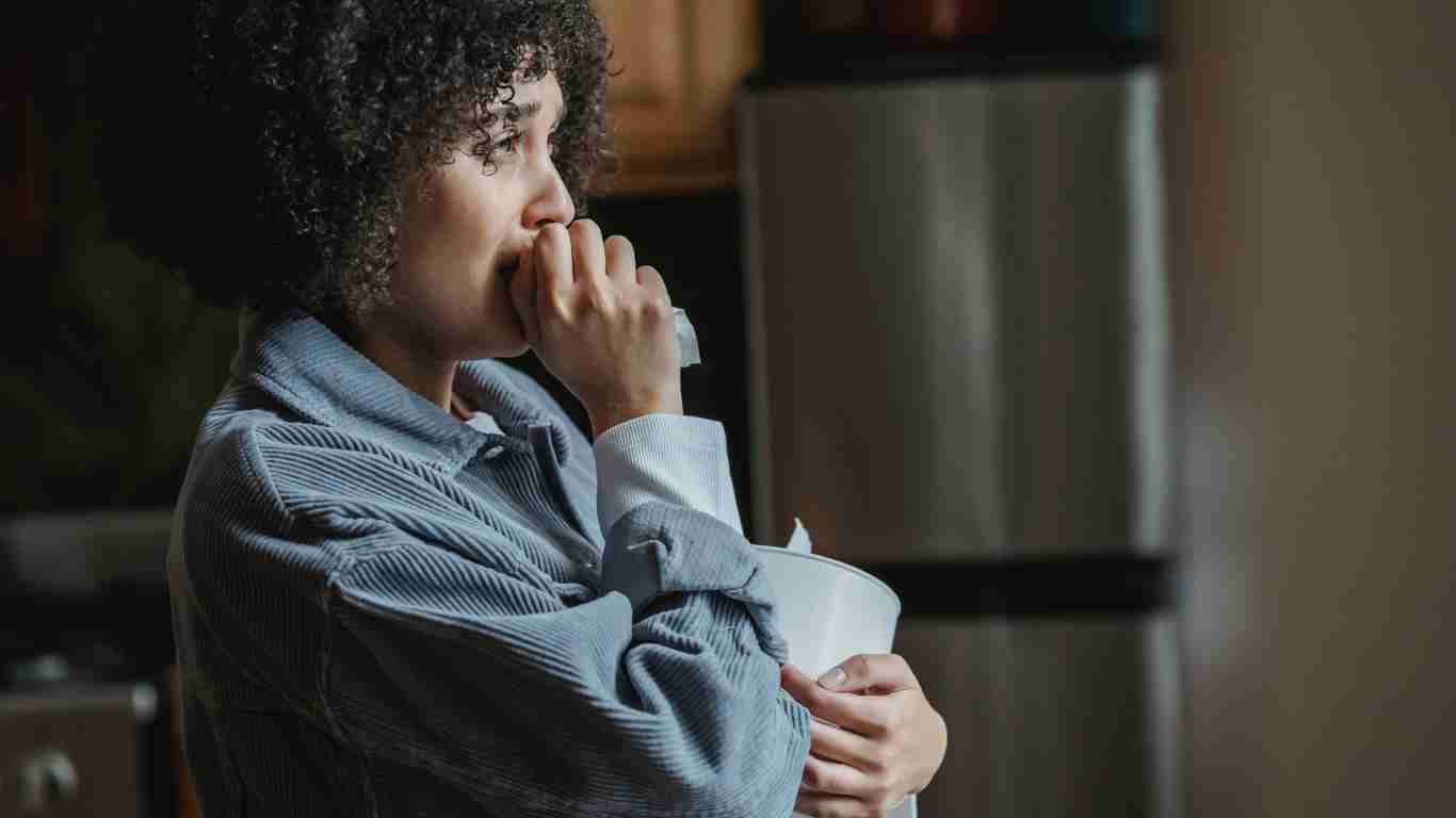 A grieving woman