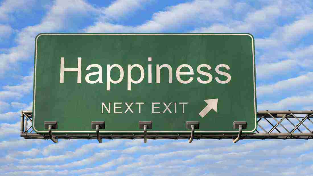 A sign that says - Happiness next exit