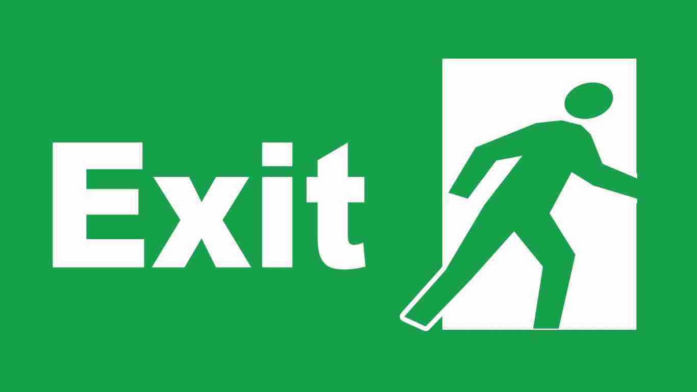 A green exit sign
