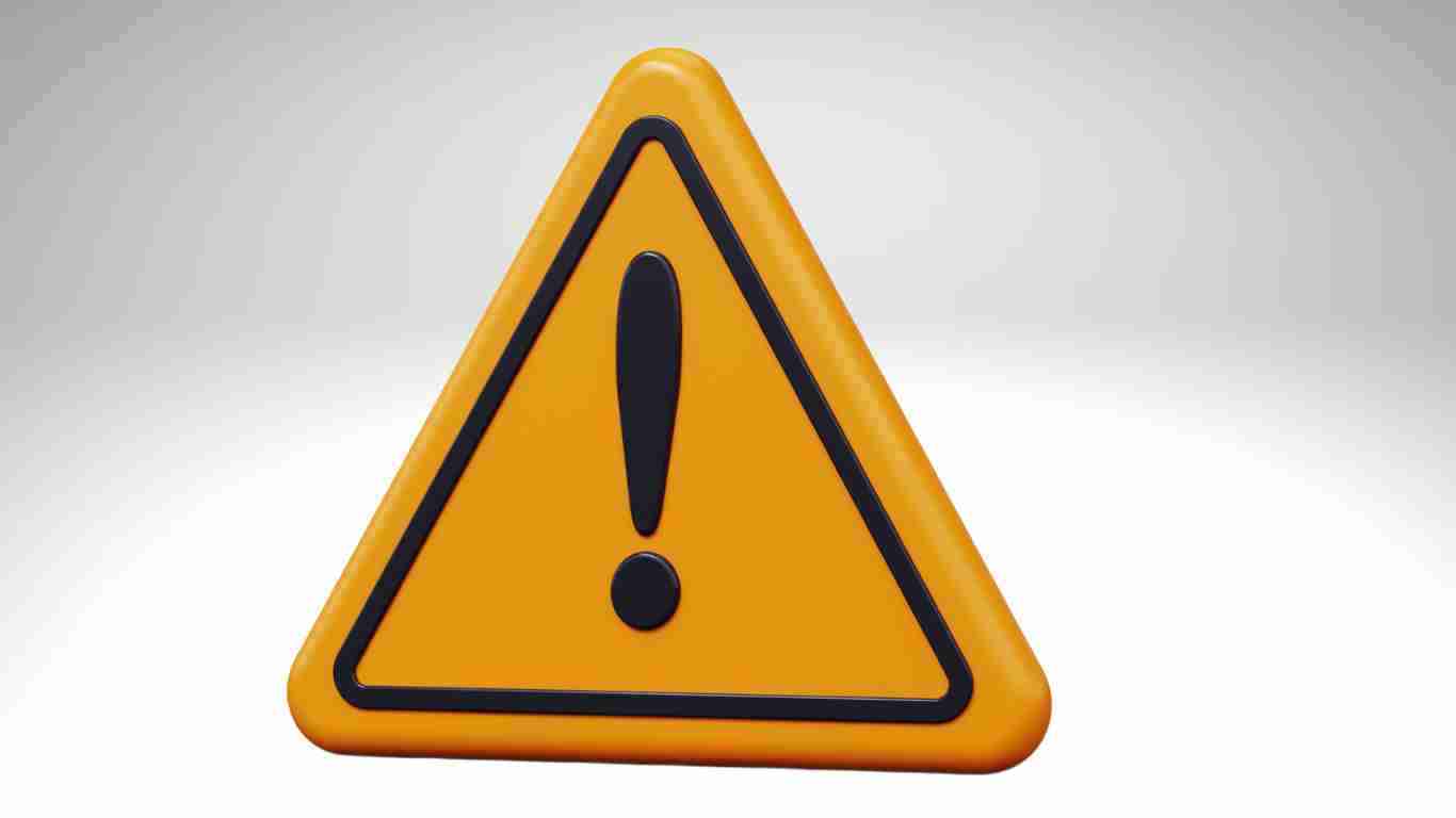 A warning sign - yellow triangle with an exclamation mark