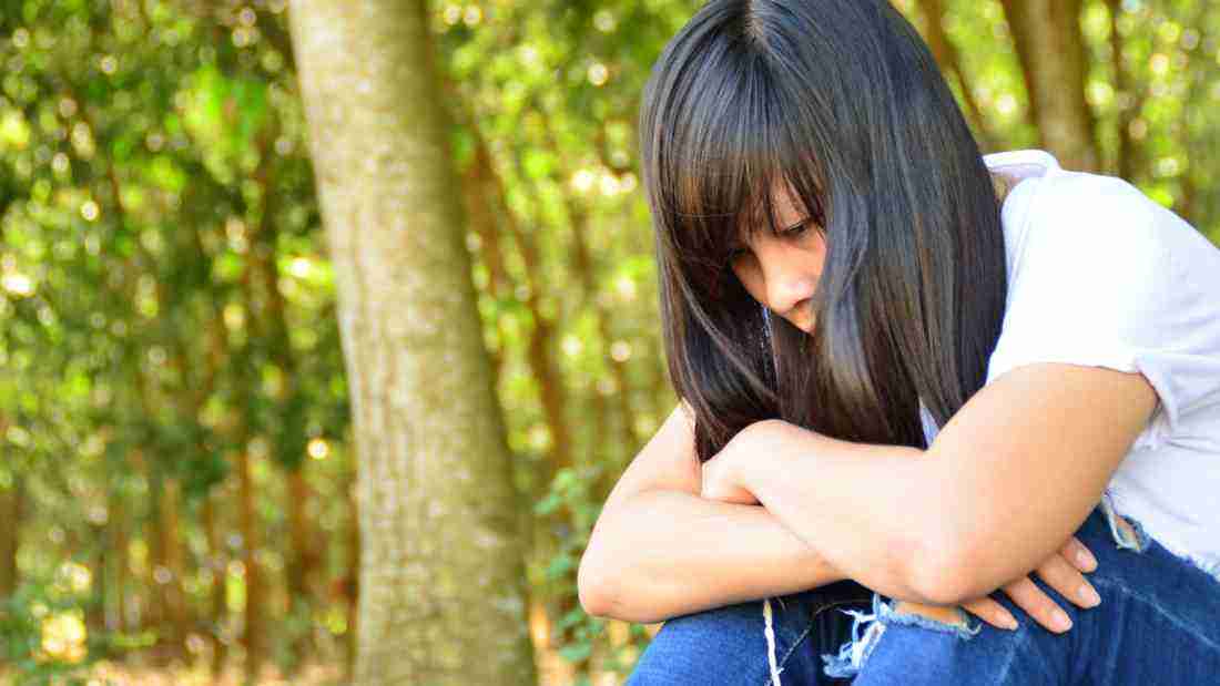 A young woman crying