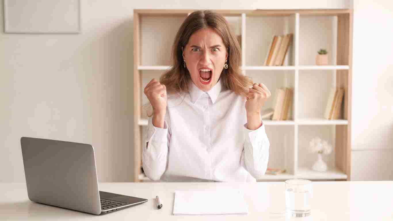 A furious woman screaming