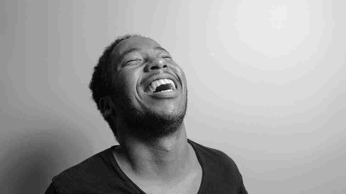 A man laughing