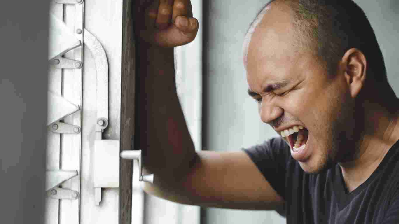 A very agitated man
