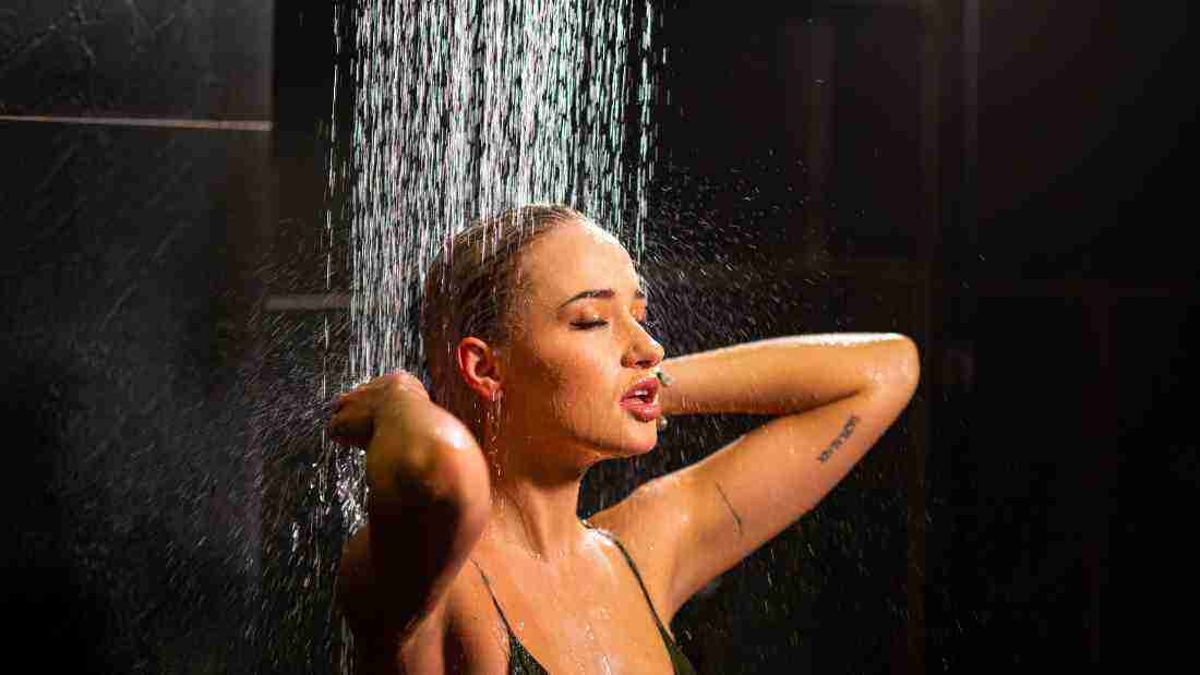 Woman taking a shower
