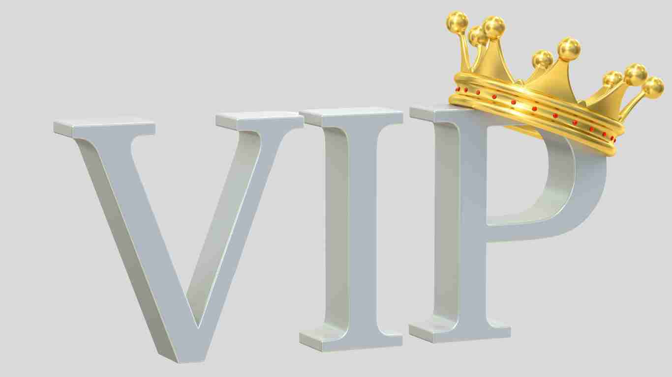 The letters VIP wearing a golden crown