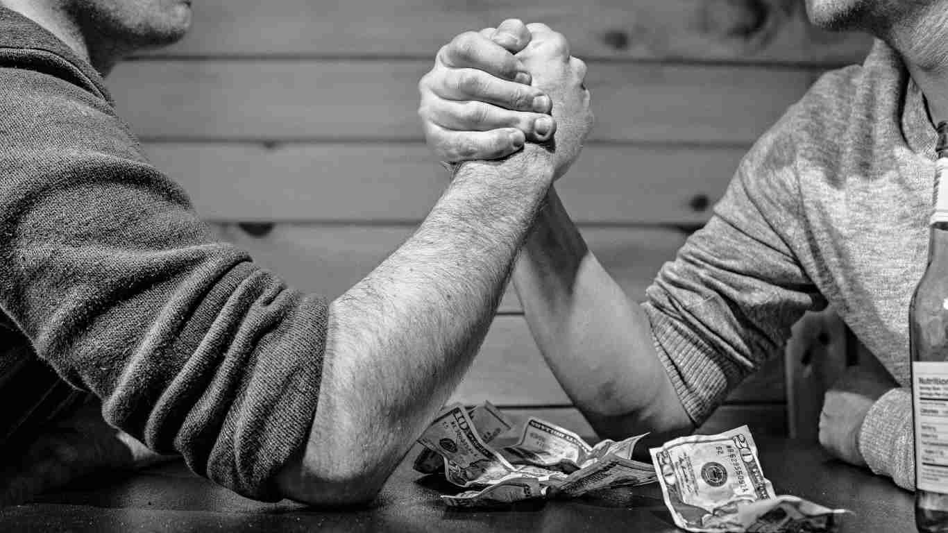 The men in a strength competition