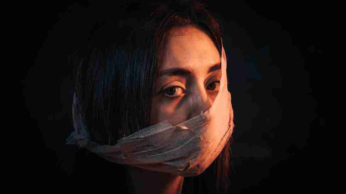 A terrified woman