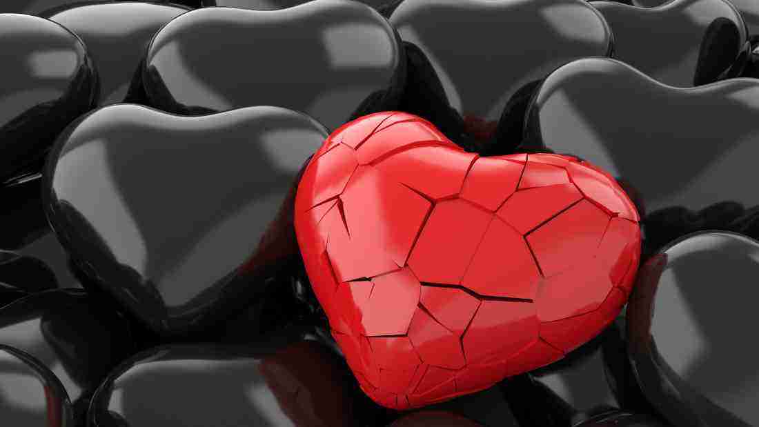 A heart broken in many pieces