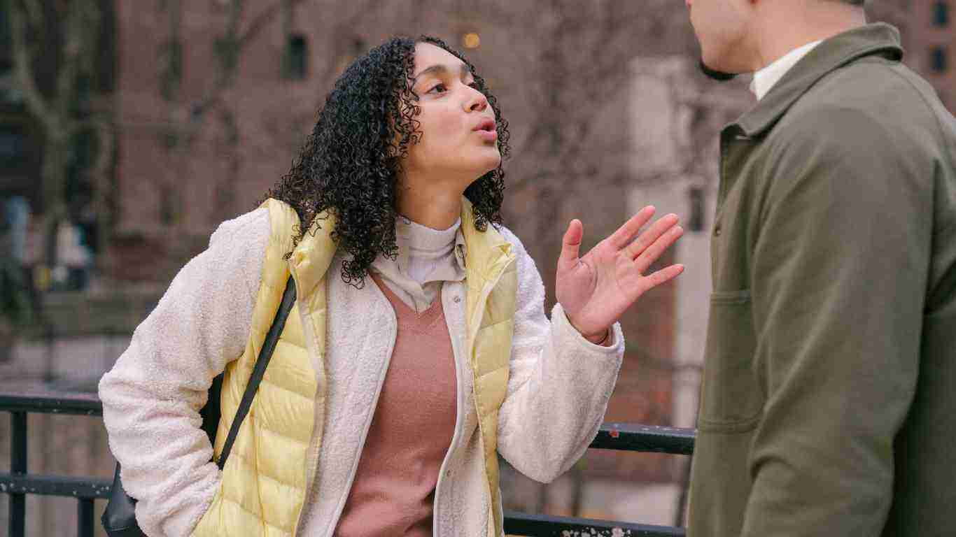 A woman screaming at her friend