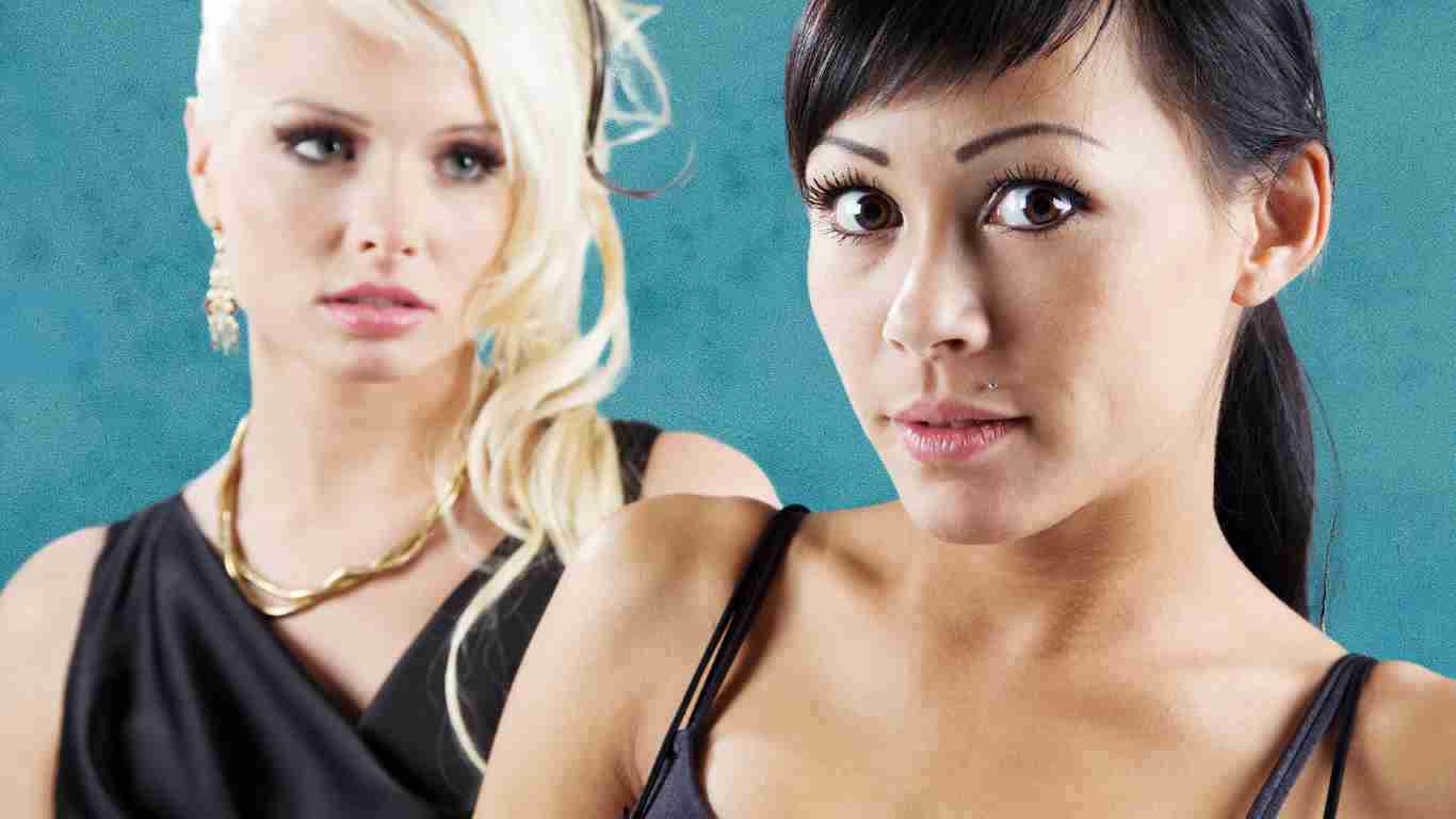 A envious woman staring at her friend