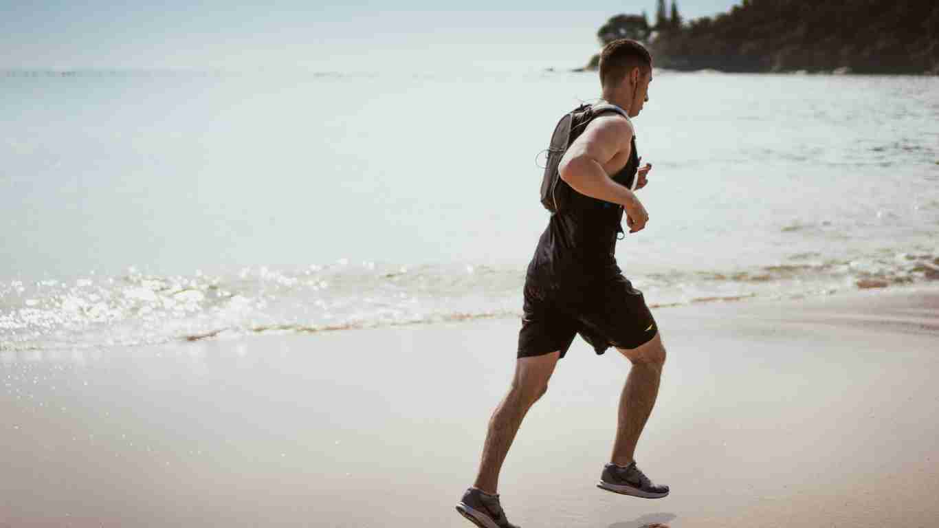 A man running on the beach