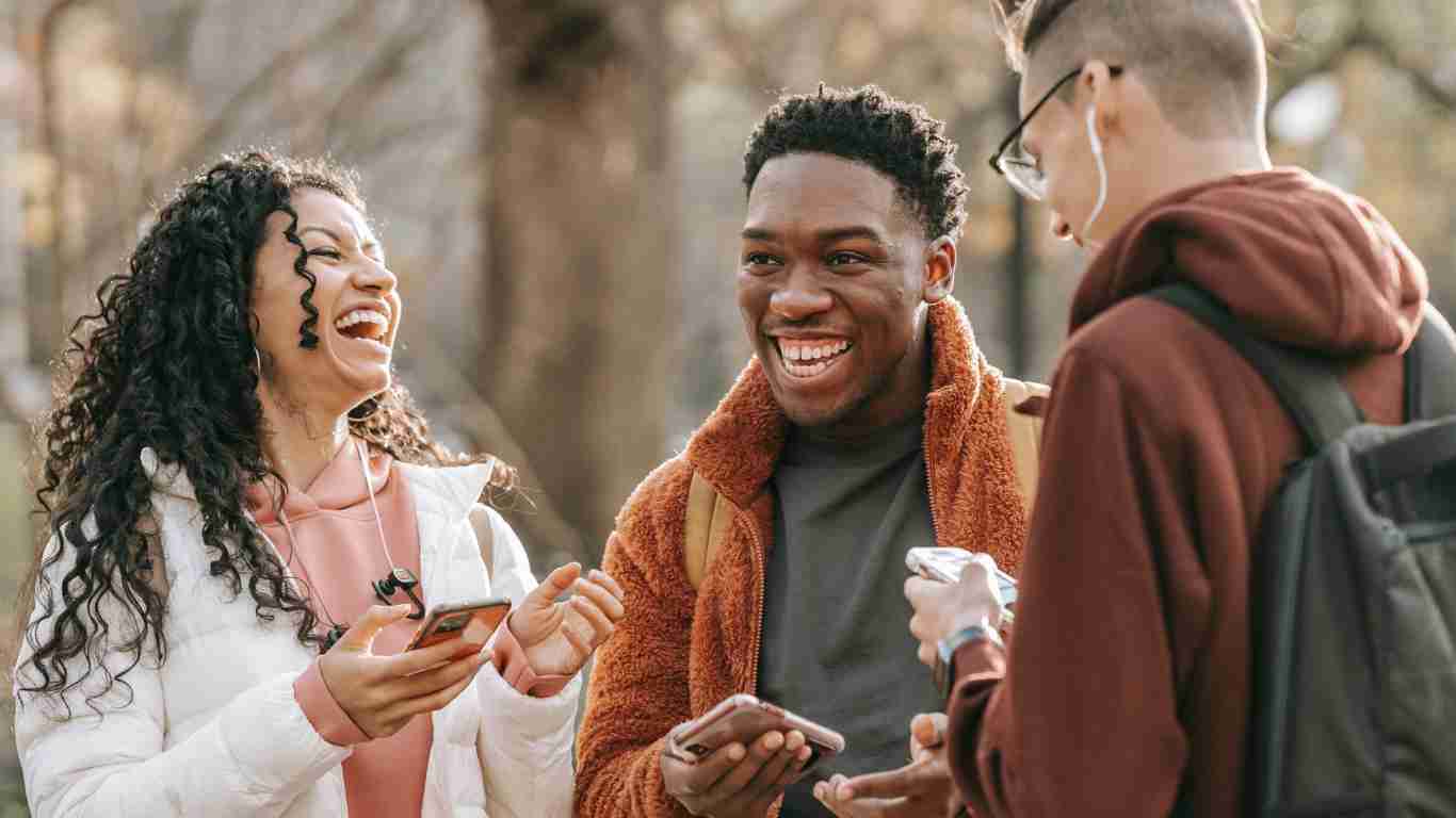 Friends laughing and having fun together