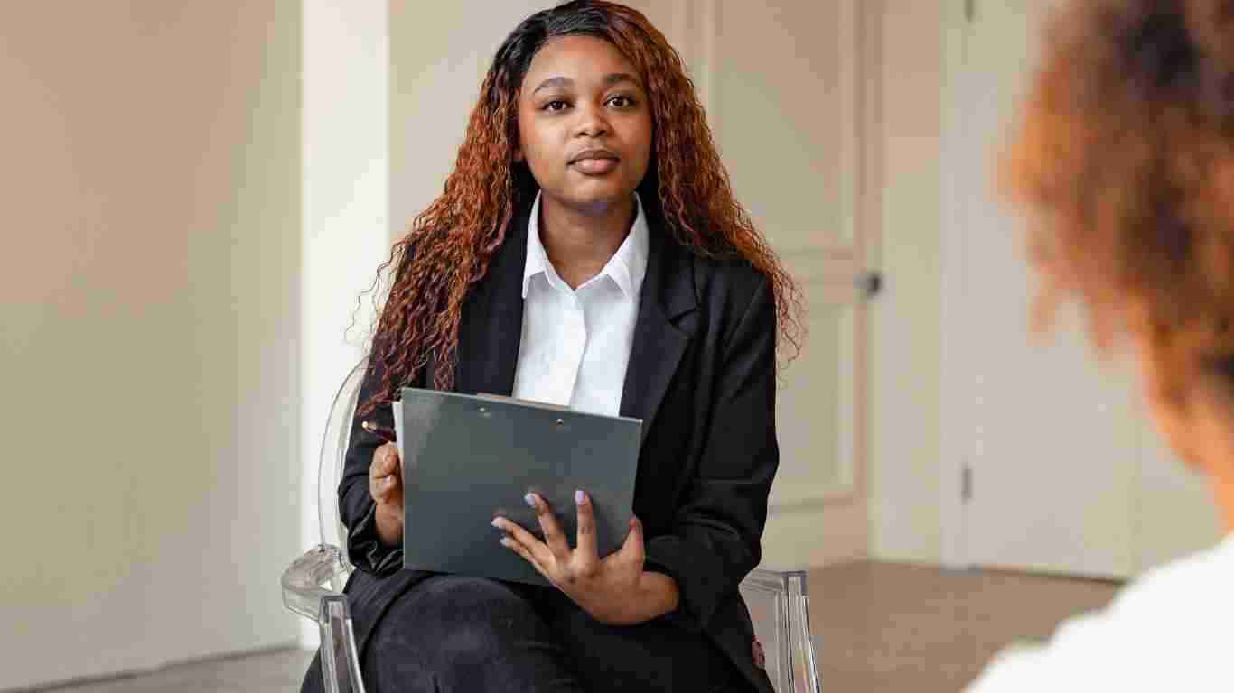 A psychotherapy session between a therapist and her client