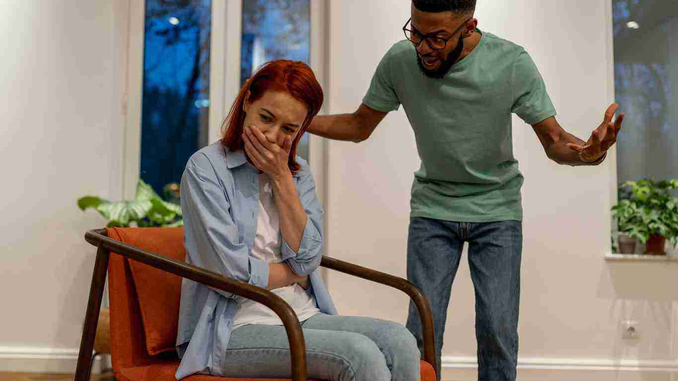 A man verbally abusing his partner