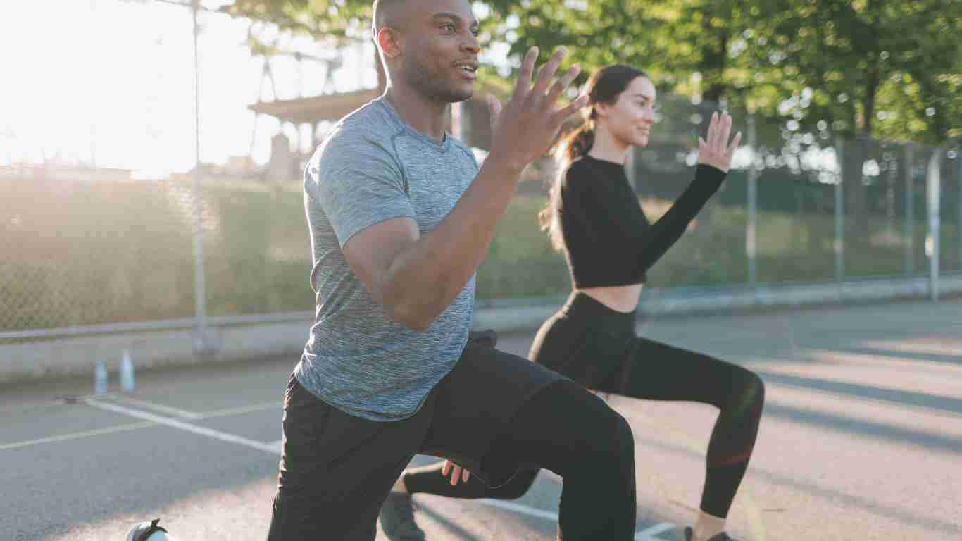 A couple exercising together 