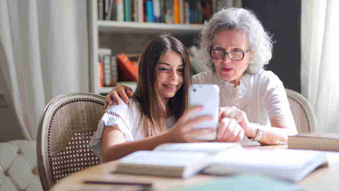 A grandmother with her granddaughter