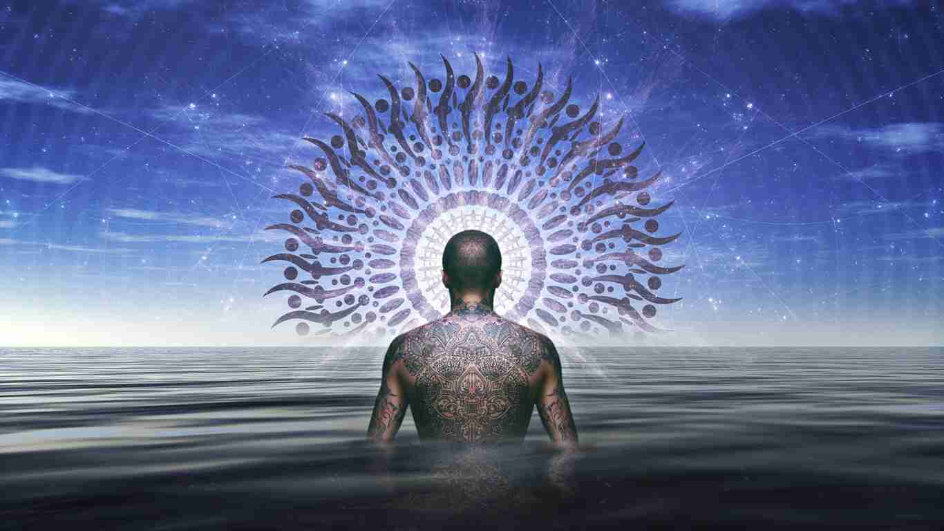 A man reciting a healing mantra