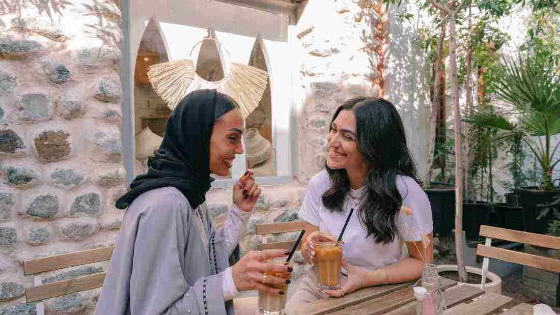 Two friends chatting