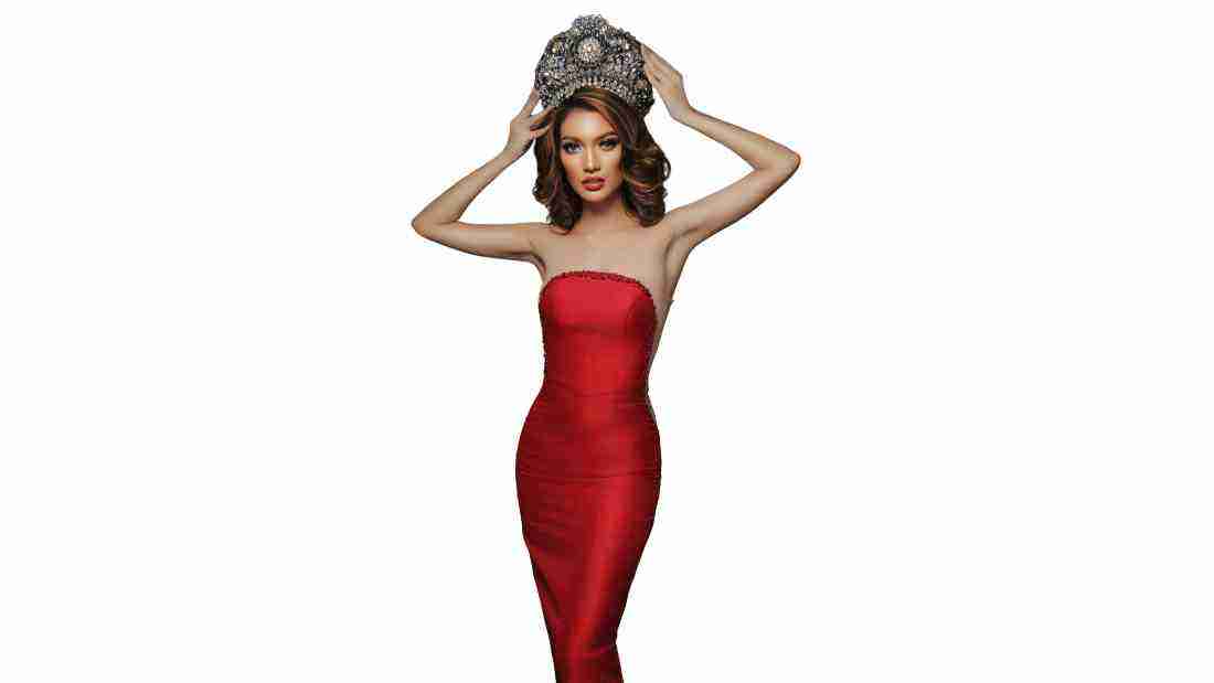A woman wearing an enormous crown