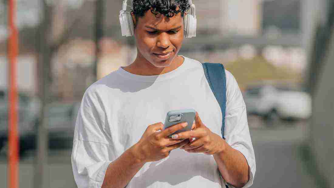 Young man listening to music