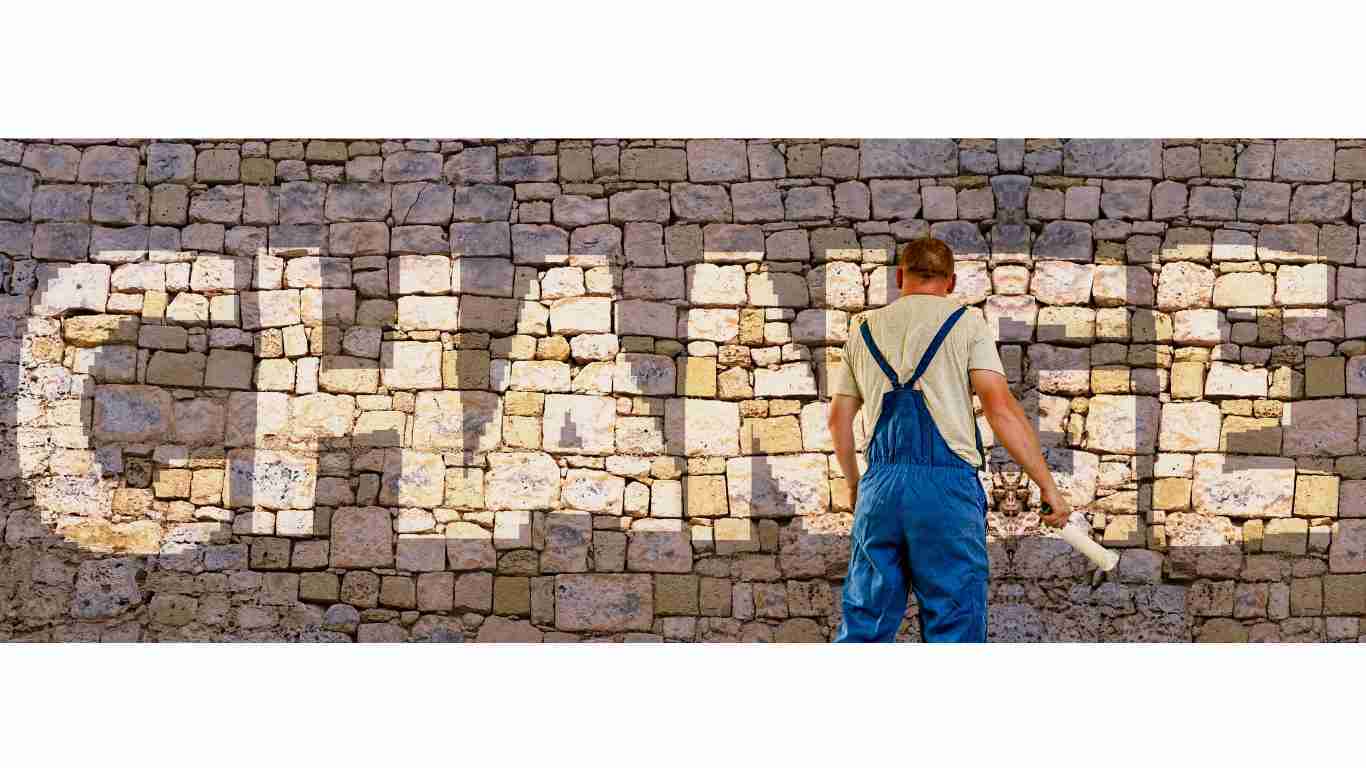 A big sign on a wall saying CHANGE