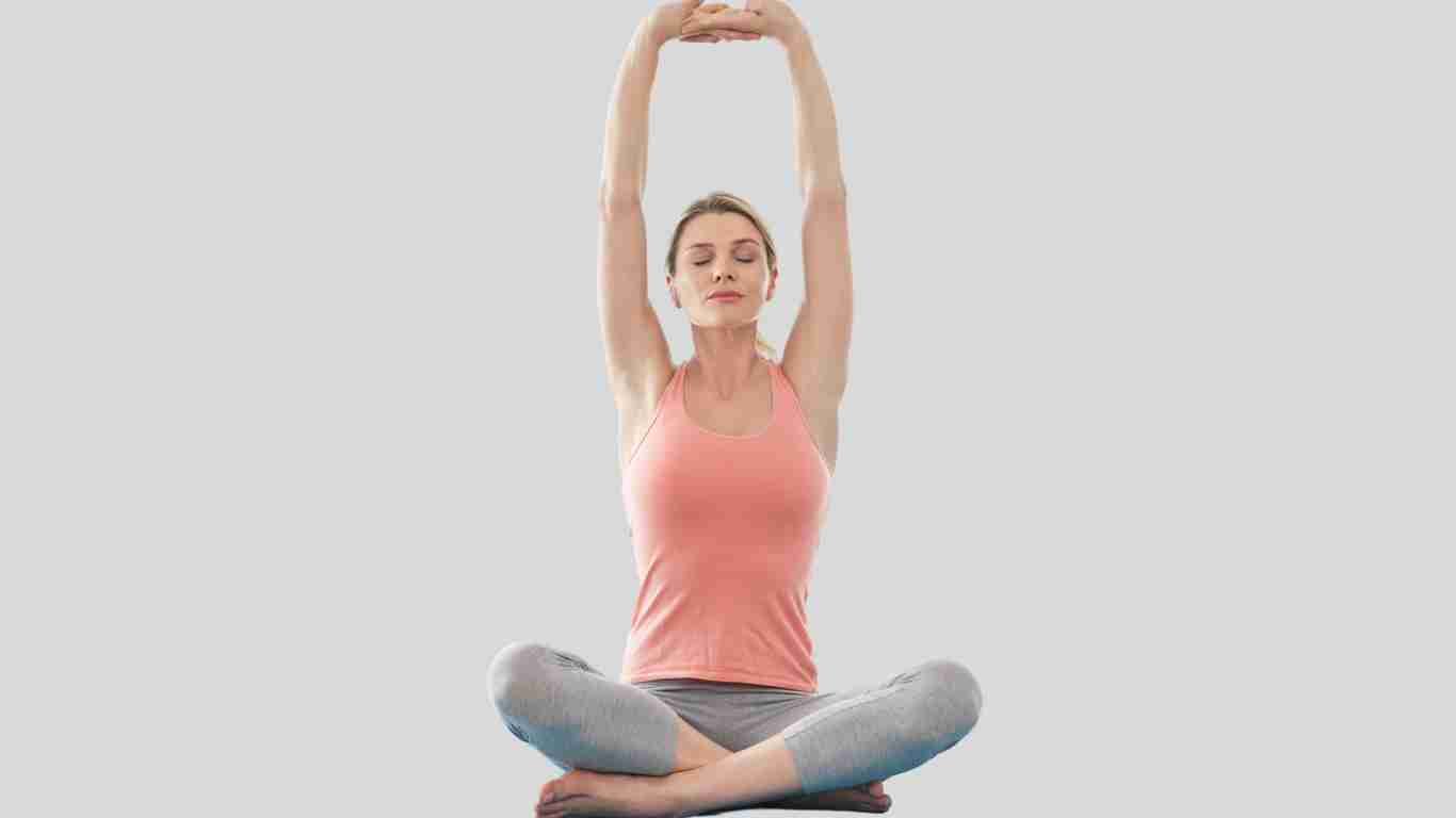A woman practicing yoga
