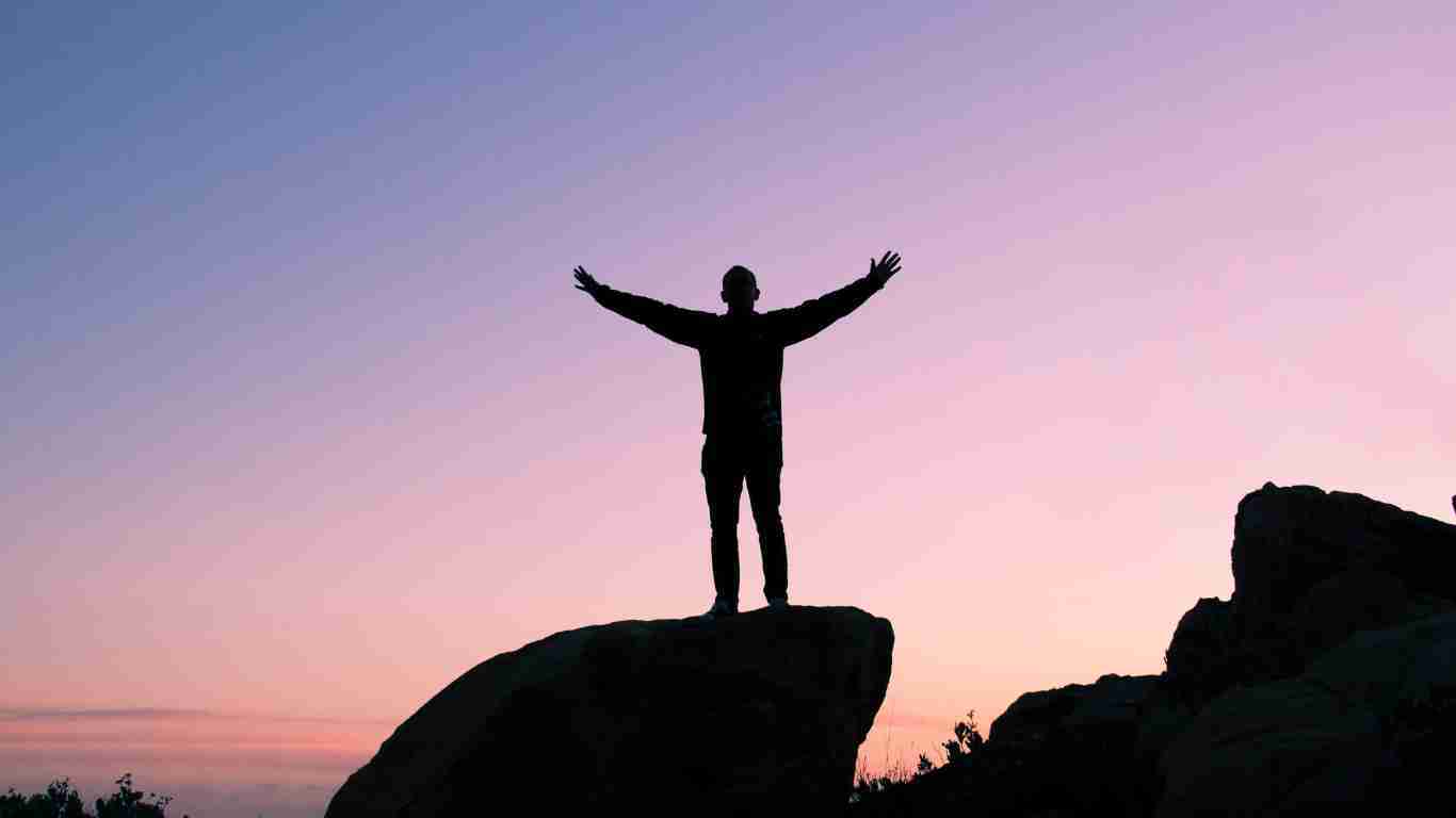 A man rejoicing that he is free