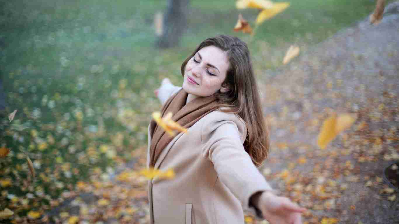 A woman enjoying a walk in nature