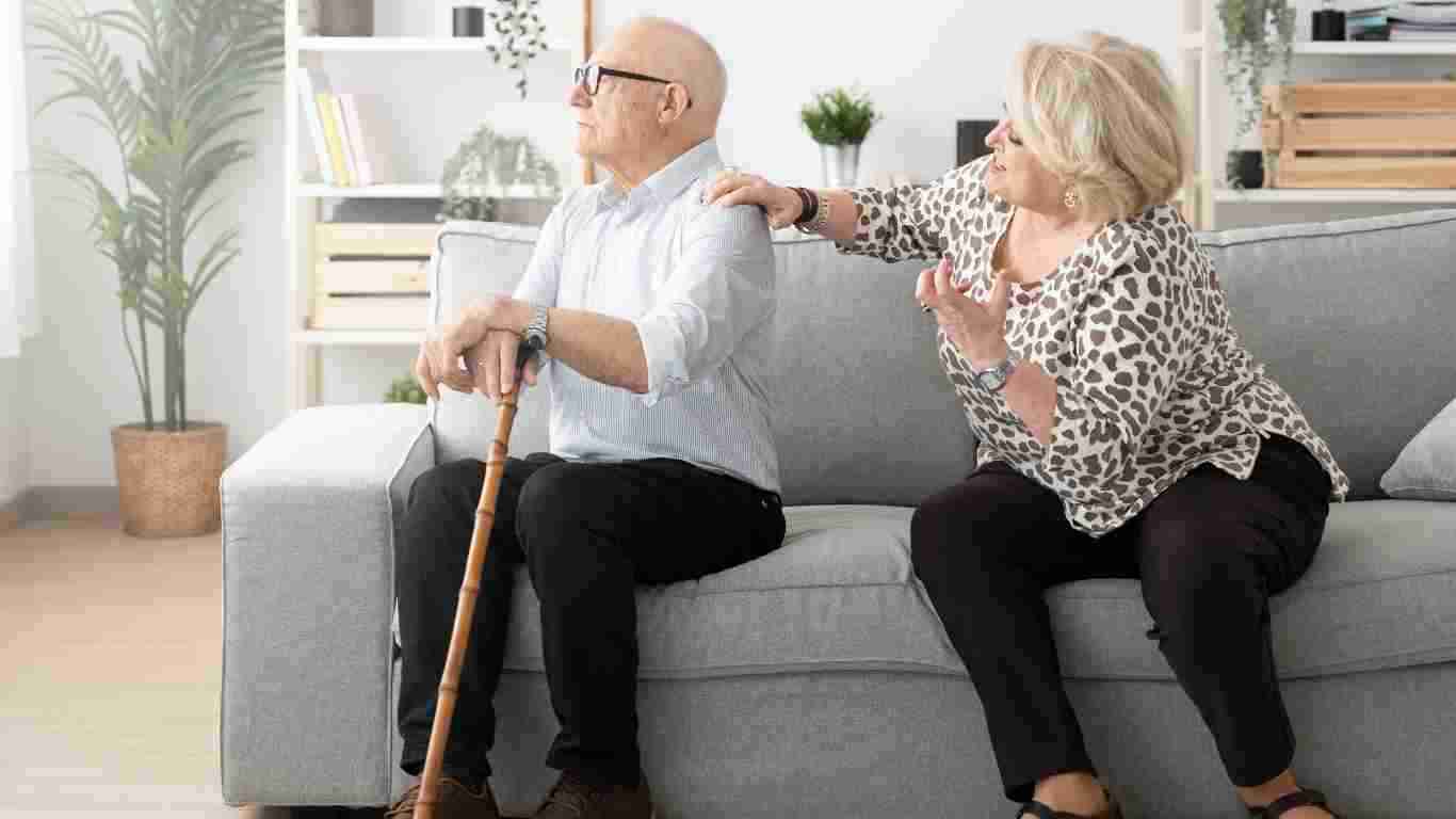 A man refusing to acknowledge his partner, giving her the silent treatment