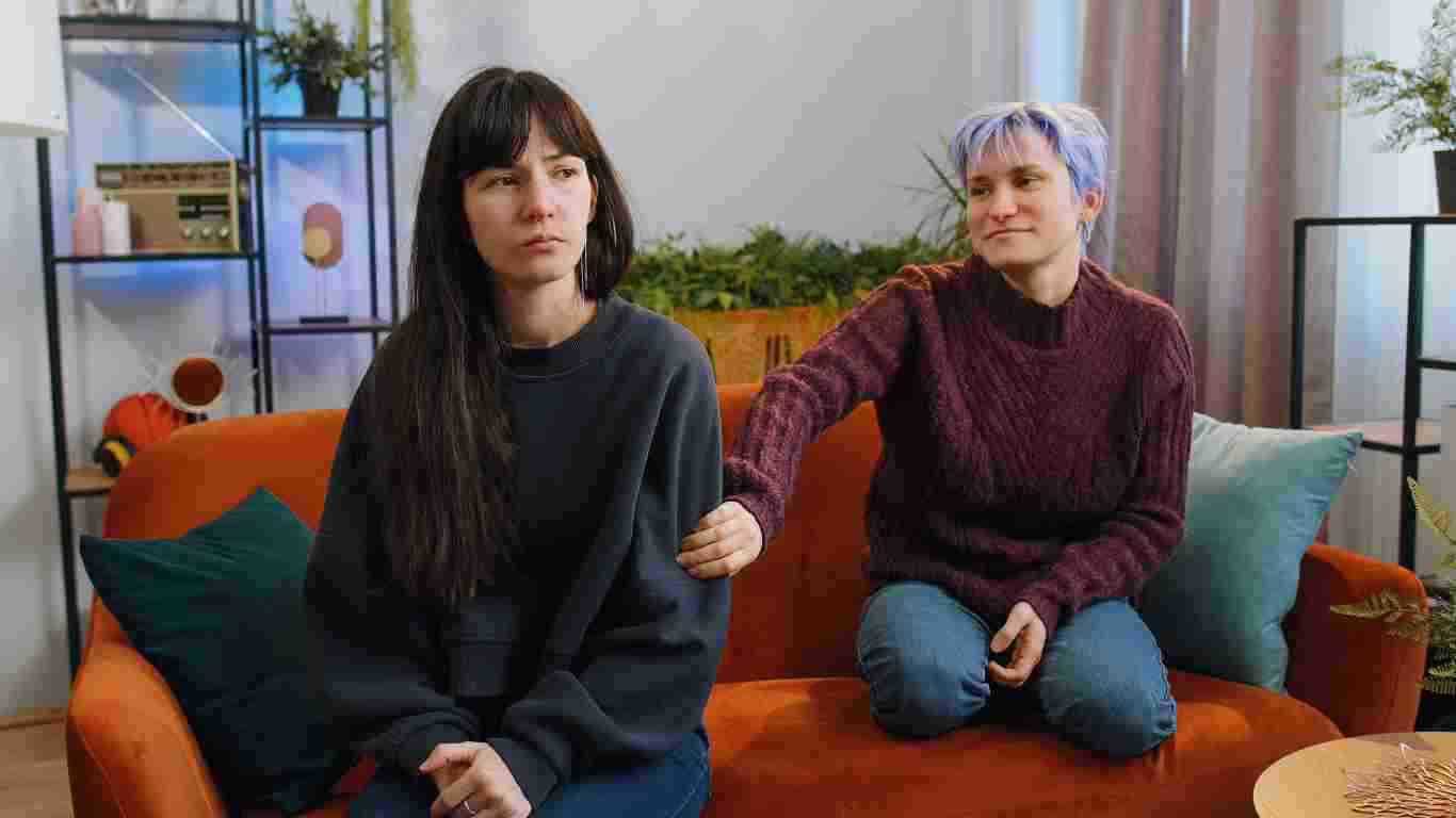 A woman giving her partner the silent treatment