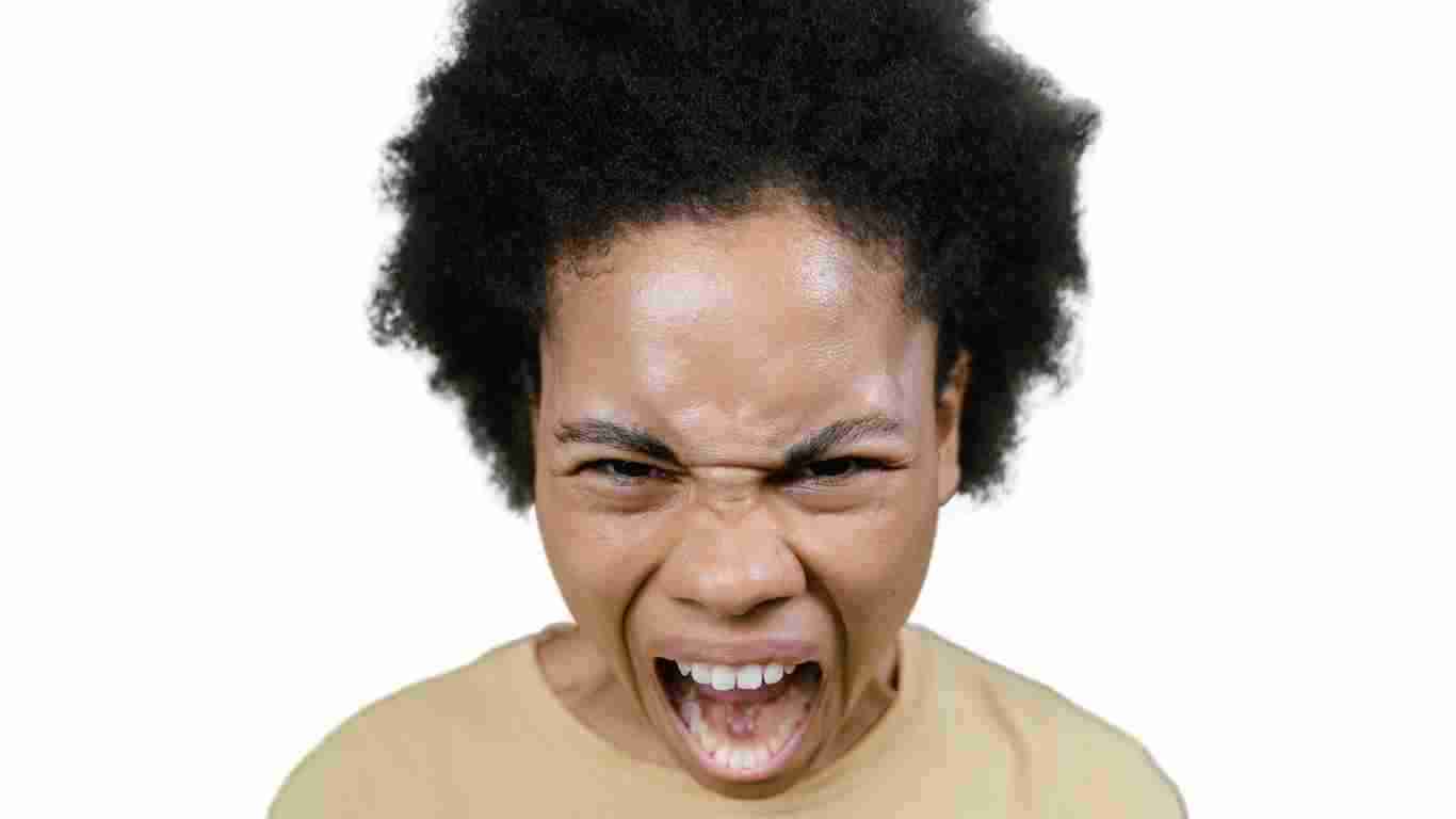 A woman screaming in fury