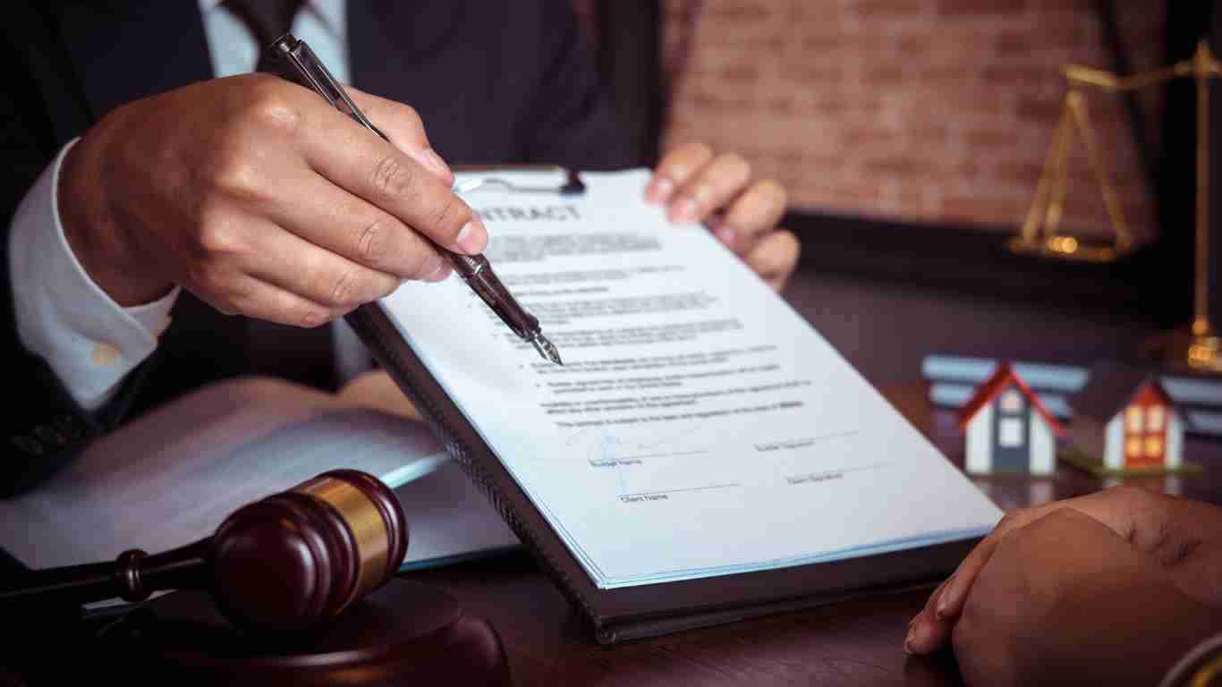 A lawyer talking to his client