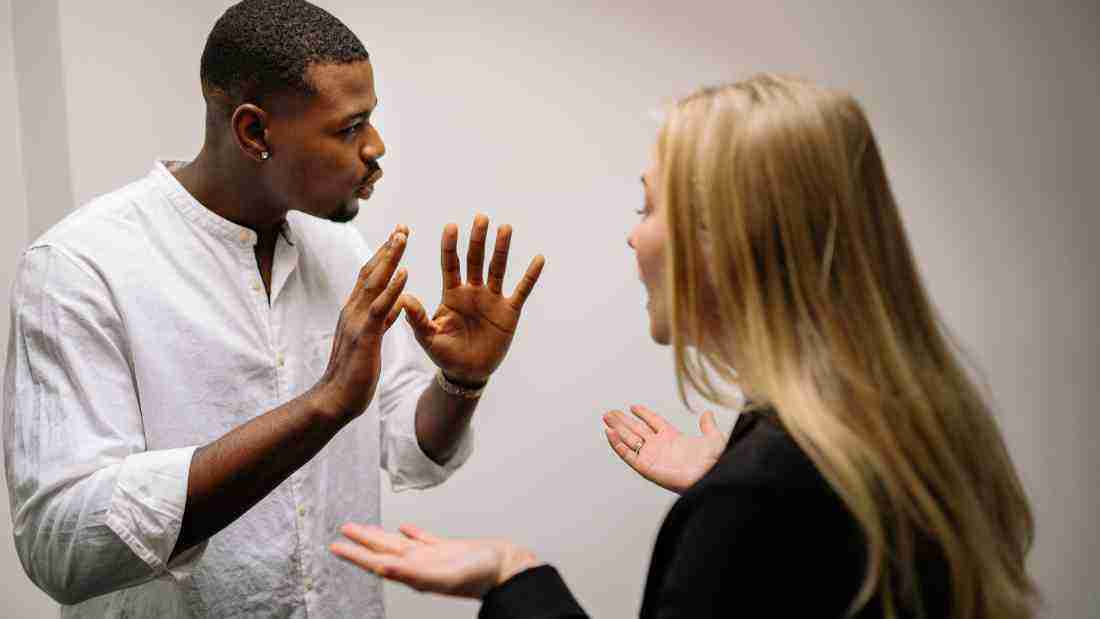 Two people arguing