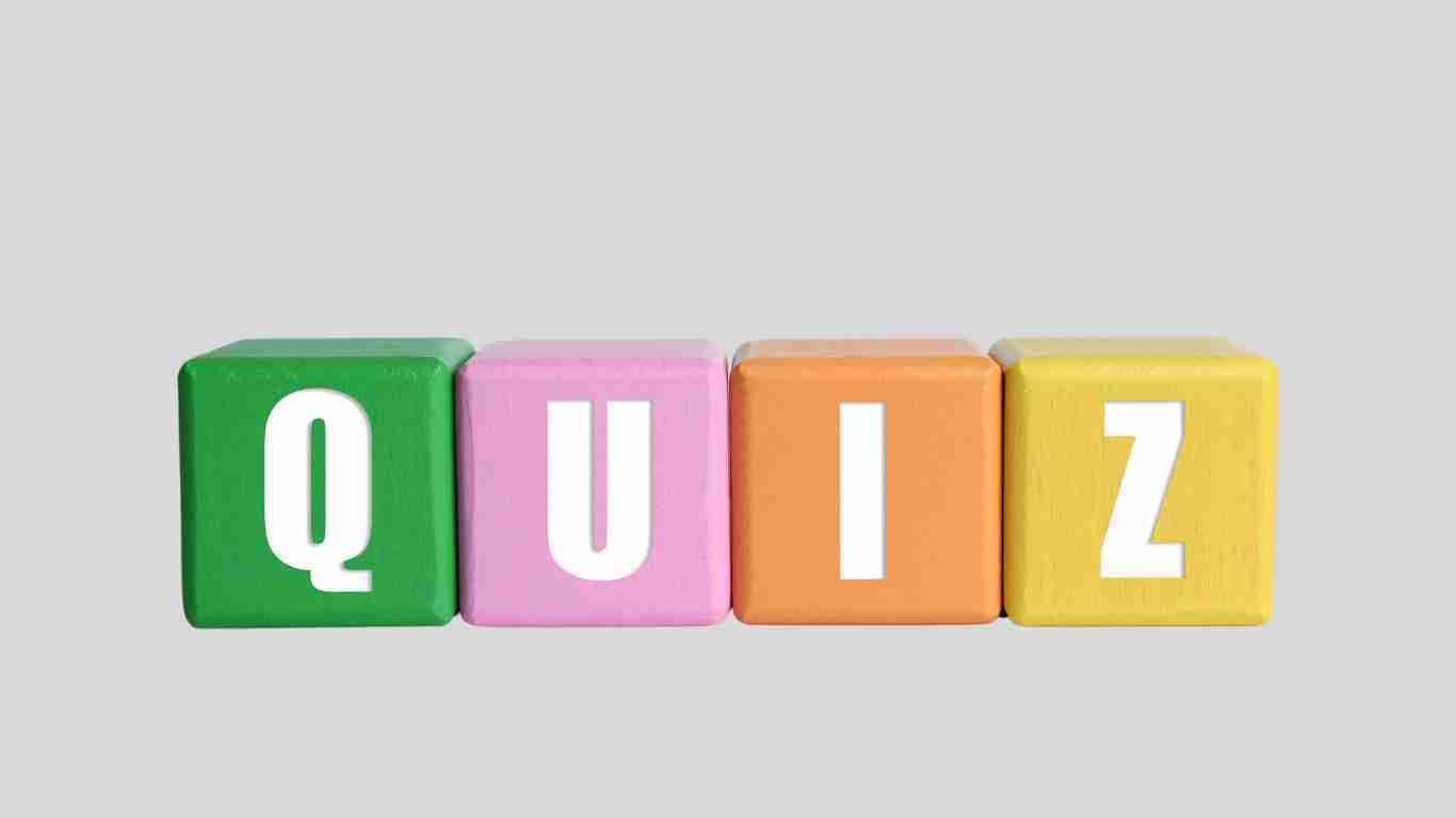 Wooden blocks spelling out the word QUIZ