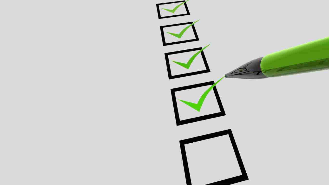 Ticking off the items on a checklist