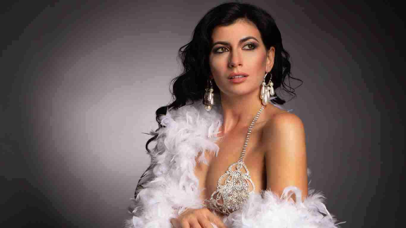A beautiful woman in an extravagant gown