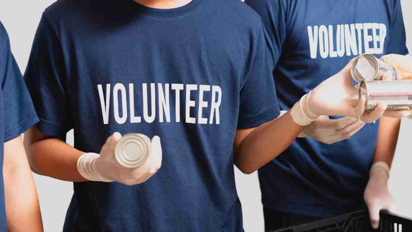 Volunteers helping out
