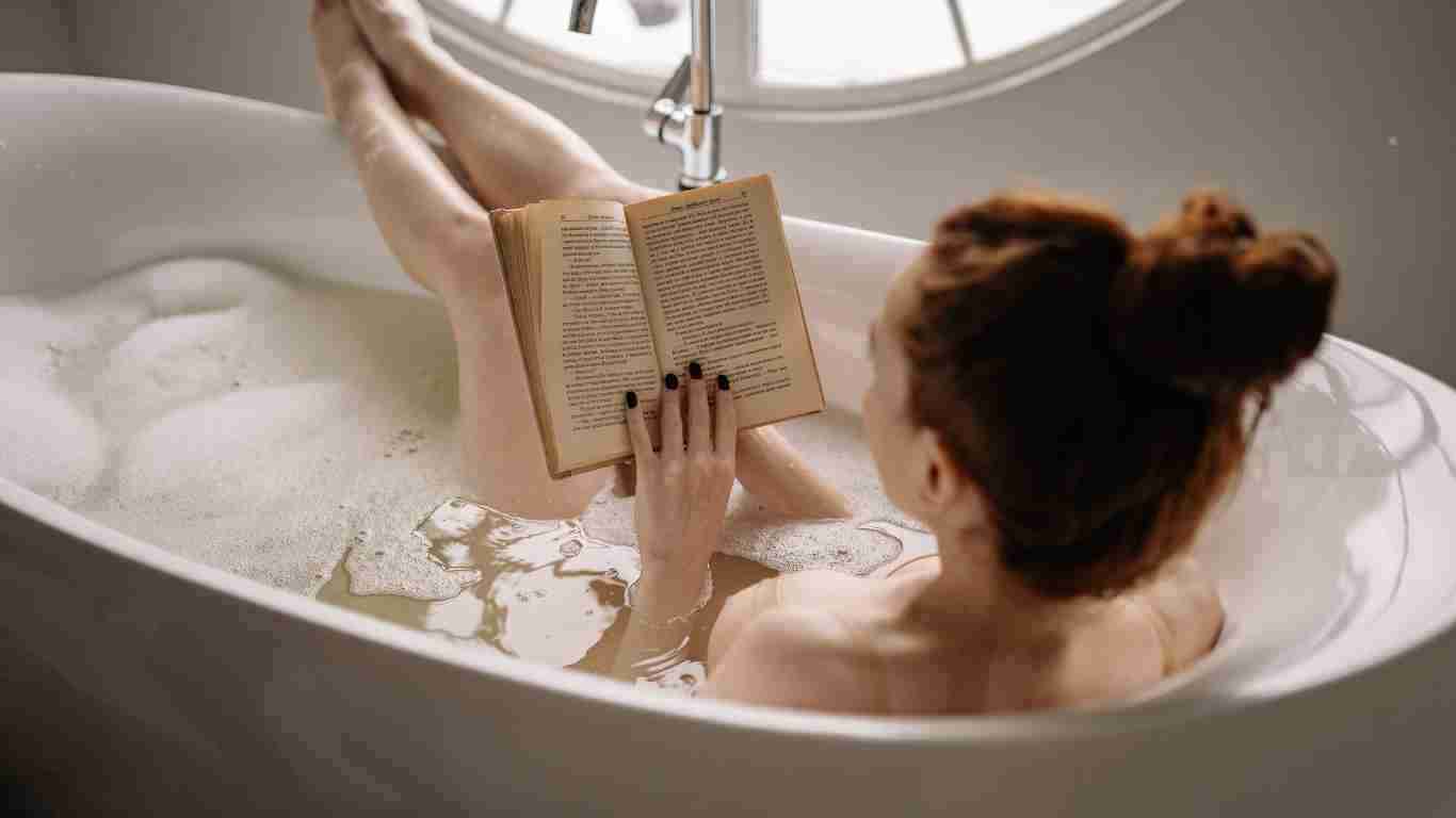 A woman relaxing in the bath