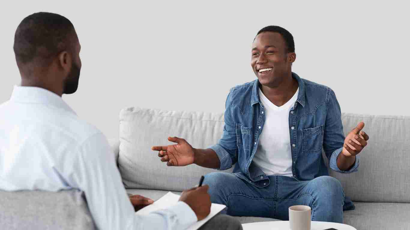 A man talking to his therapist