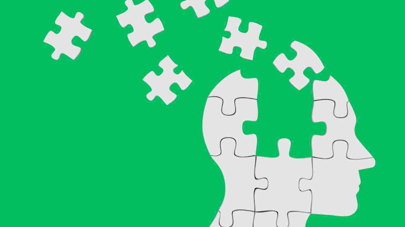 Mental confusion - a jigsaw puzzle of the human brain coming apart