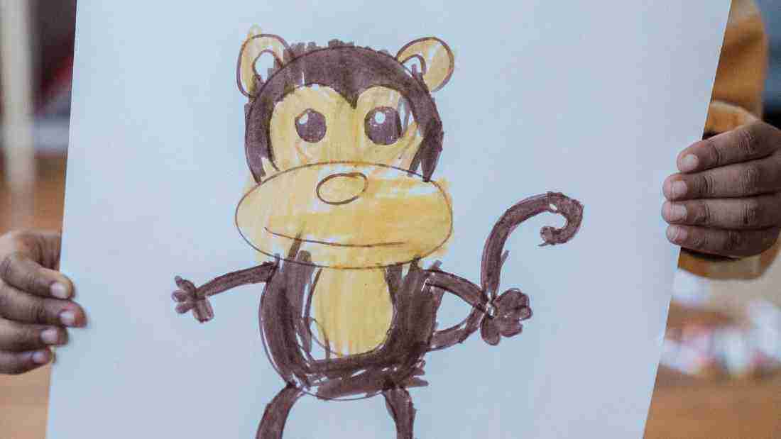 A drawing of a monkey