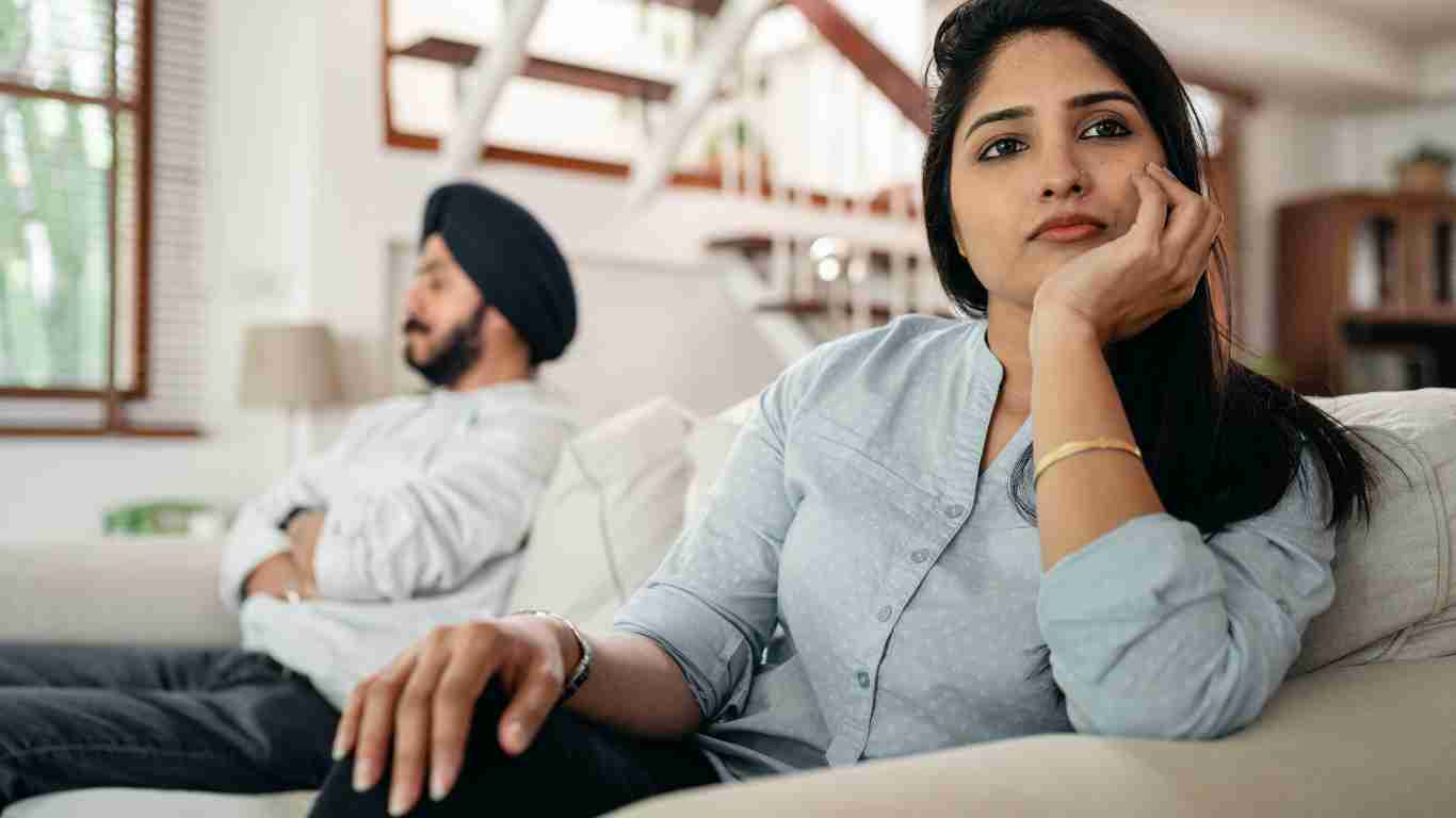 A woman ignoring her partner