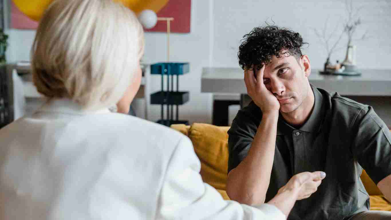 A man talking to his therapist