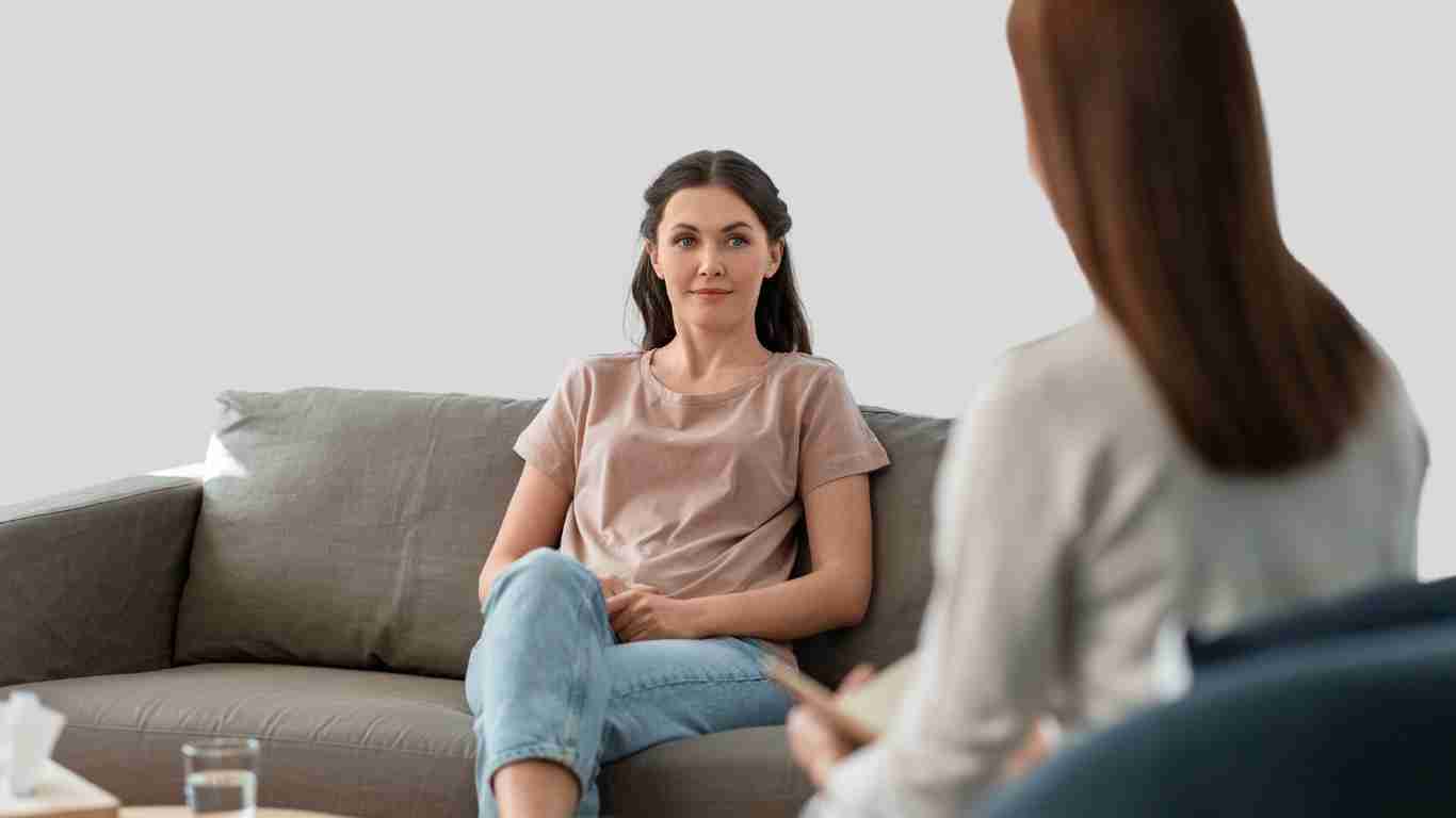 A woman talking to her therapist